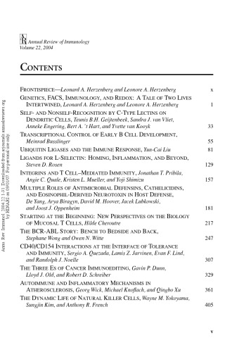 Annual Review Of Immunology Volume 22 2004 Annual Reviews