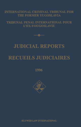 Judicial Reports Recueils Judiciaries 1996 Vol I Ii 2 Volumes Set Kluwer Editorial