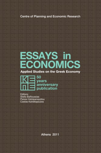 Essays In Economics Applied Studies On The Greek Economy Balfoussias Et Al Eds