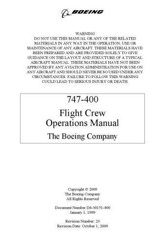 Boeing 747400 Flight Crew Operations Manual The Boeing Company
