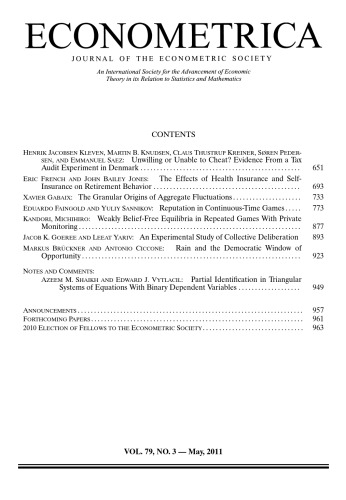 Econometrica 2011 Vol 79 N3 Stephen Morris