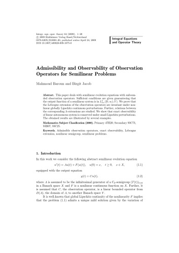 Integral Equations And Operator Theory Volume 64 I Gohberg Chief Editor