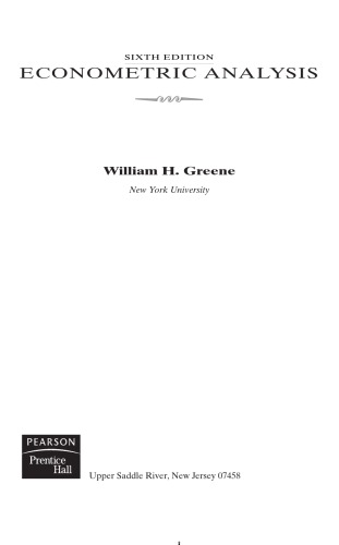 Econometric Analysis 6th W H Greene