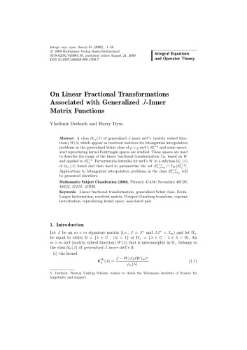 Integral Equations And Operator Theory Volume 65 I Gohberg