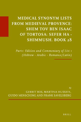 Medical Synonym Lists From Medieval Provence Shem Tov Ben Isaak Of Tortosa Sefer Ha Shimmush Book 29 Etudes Sur Le Judaisme Medieval Mul Hussein
