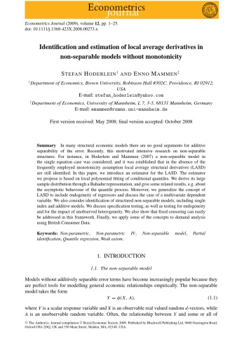 The Econometrics Journal 2009 Vol12 N1 Richard J Smith