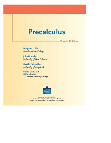 Precalculus 4th Edition 4th Edition Margaret L Lial John Hornsby