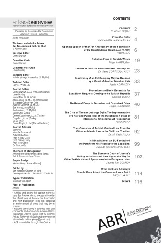 Ankara Bar Review Volii No2 2009 Ankara Bar Association