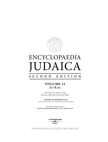 Encyclopaedia Judaica Volume 11 Jakas 2nd Edition 2006 Fred Skolnik