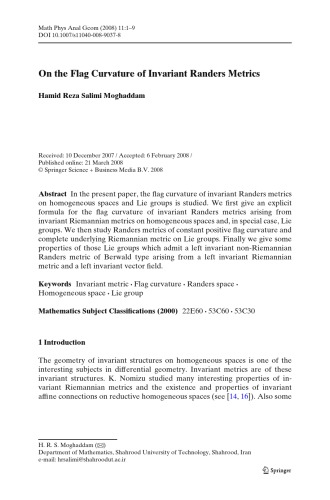 Mathematical Physics Analysis And Geometry Volume 11 V A Marchenko