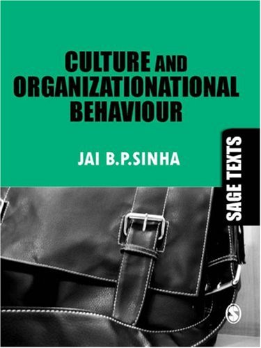 Culture And Organizationational Behaviour Sage Texts Jai B P Sinha