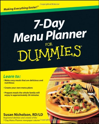 7day Menu Planner For Dummies 1st Edition Nicholson
