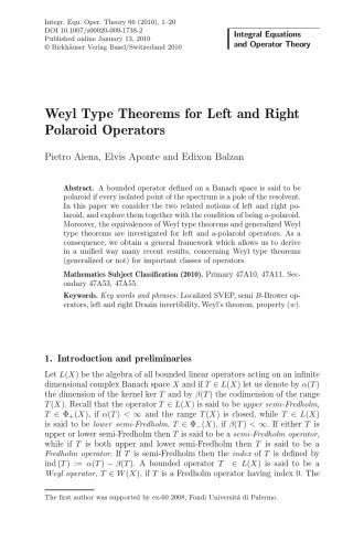 Integral Equations And Operator Theory Volume 66 C Tretter Chief Editor