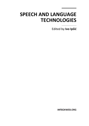 Speech And Language Technologies Ivo Ipi Ed