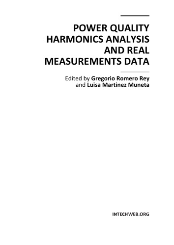 Power Quality Harmonics Analysis And Real Measurements Data Gregorio Romero Rey And Luisa Martinez Muneta