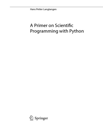 A Primer On Scientific Programming With Python Langtangen Hans Petter