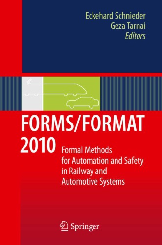 Formsformat 2010 Formal Methods For Automation And Safety In Railway And Automotive Systems Schnieder