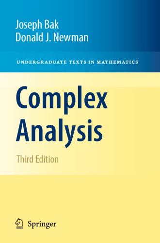 Complex Analysis Third Edition 3 Corrected At 2nd Printing 2017 Joseph Bak