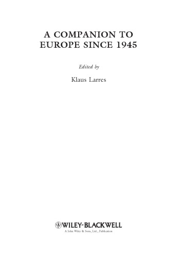 A Companion To Europe Since 1945 1 Auflage Larres Klauseditor