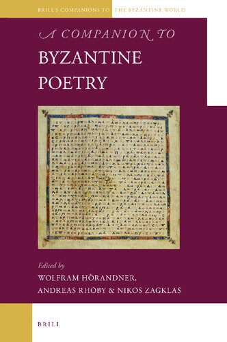 A Companion To Byzantine Poetry Wolfram Hrandner