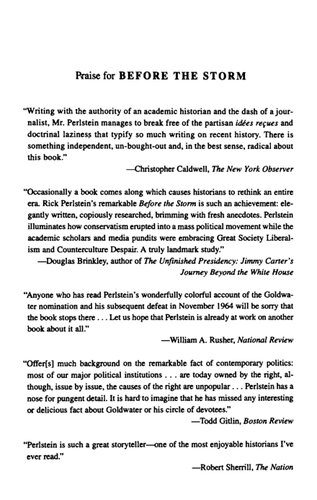Before The Storm Barry Goldwater And The Unmaking Of The American Consensus Rick Perlstein