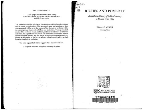 Riches And Poverty An Intellectual History Of Political Economy In Britain 17501834 1st Edition Donald Winch