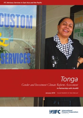 Tonga Gender And Investment Climate Reform Assessment World Bank Elibrary York University Hedditch