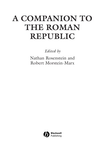 A Companion To The Roman Republic Rosenstein Nathaneditor