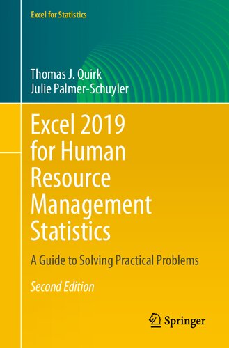 Excel 2019 For Human Resource Management Statistics A Guide To Solving Practical Problems 2nd Edition Thomas J Quirk