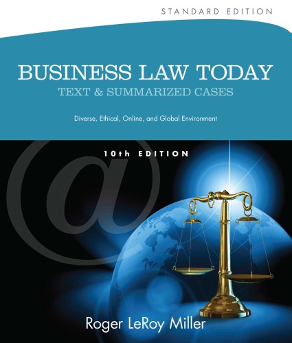 Business Law Today Text And Summarized Cases Standard Edition 10th Edition Miller