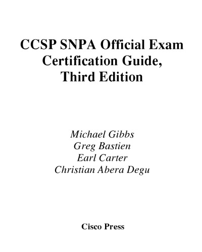 Ccsp Snpa Official Exam Certification Guide With Cdrom 3rd Edition Gibbs