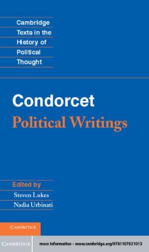Condorcet Political Writings Condorcet Nicolas Deeditorlukes