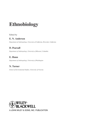 Ethnobiology Anderson E Neditorpearsall Deborah Meditorhunn