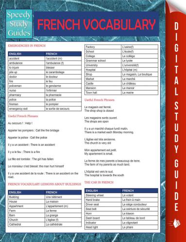 French Vocabulary Speedy Language Study Guides
