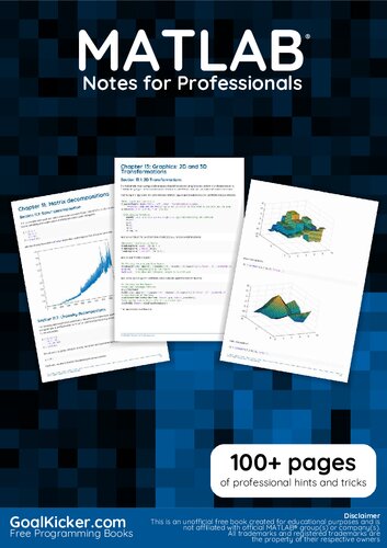 Matlab Notes For Professionals Goalkickercom