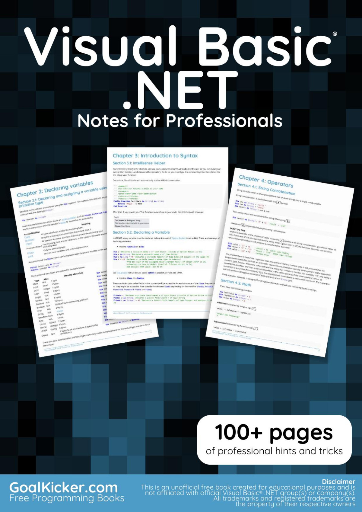 Visual Basic Net Notes For Professionals Goalkickercom