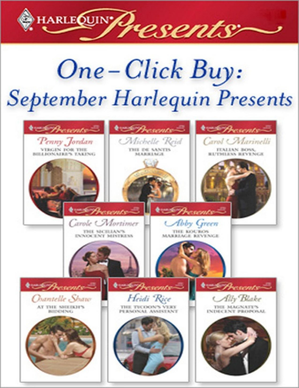 Oneclick Buy September Harlequin Presents Penny Jordan Michelle Reid Carol Marinelli Carole Mortimer Abby Green Chantelle Shaw Jordan