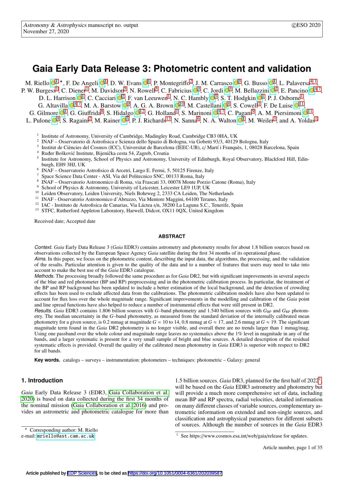 Gaia Early Data Release 3 Photometric Content And Validation Riello Marco