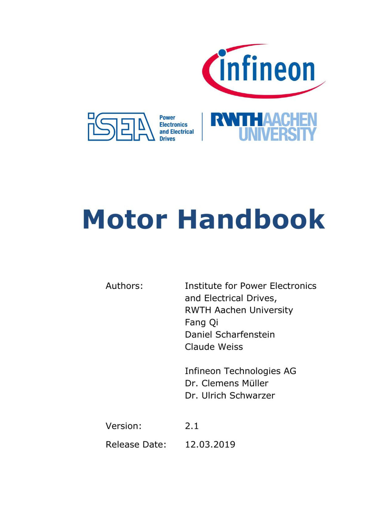 Motor Handbook Nfineonmotorcontrolhandbookadditionaltechnical Information 21 Institute For Power Electronics And Electrical Drives