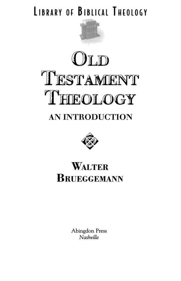 Old Testament Theology An Introduction Brueggemann