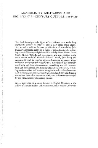 Masculinity Militarism And Eighteenthcentury Culture 16891815 Julia Banister
