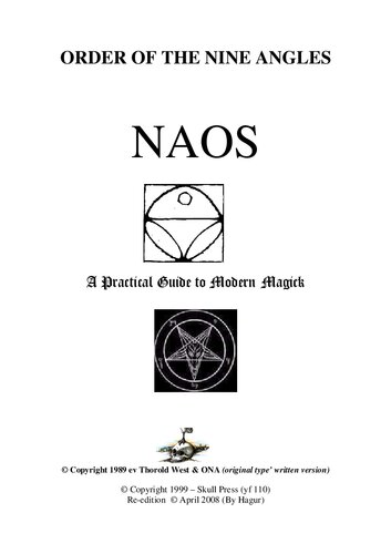 Naos A Practical Guide To Modern Magick Thorold West Order Of The Nine Angles