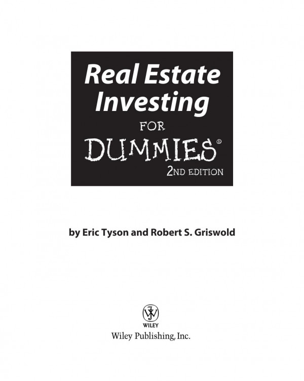 Real Estate Investing For Dummies 2nd Edition 2nd Edition Eric Tyson