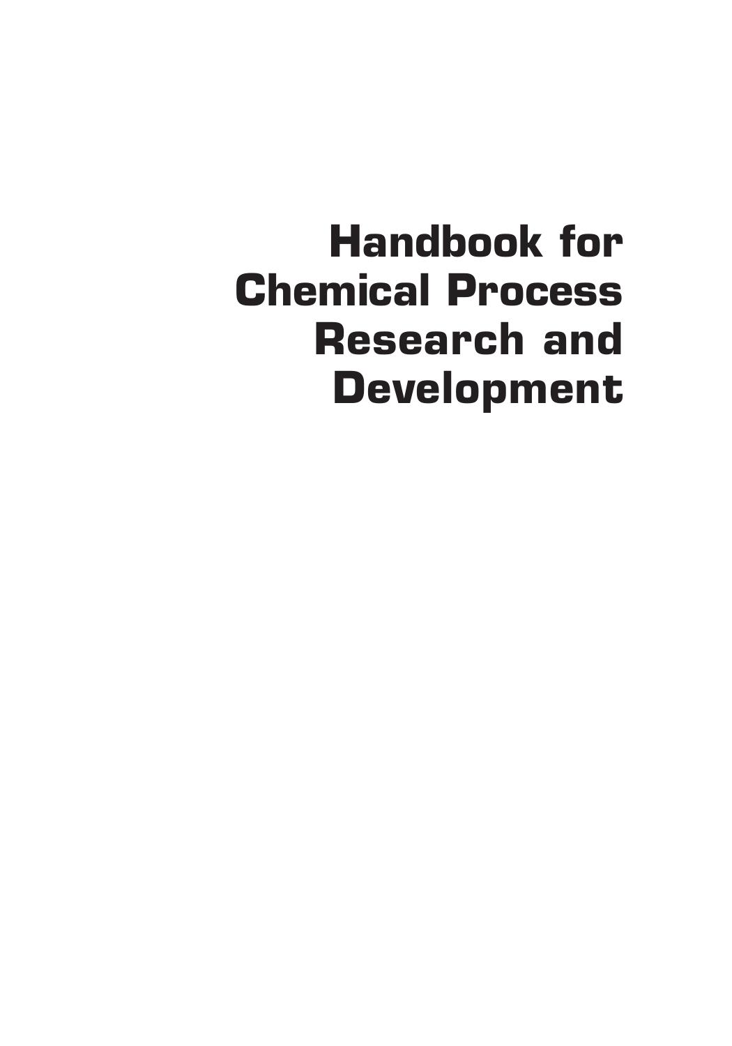 Handbook For Chemical Process Research And Development Wenyi Zhao