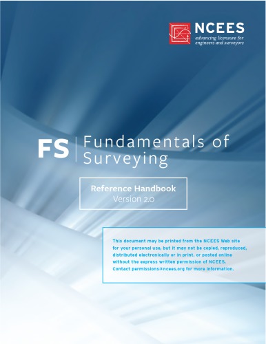 Fs Fundamentals Of Surveying Reference Handbook 20 20 National Council Of Examiners For Engineering And Surveying Ncees