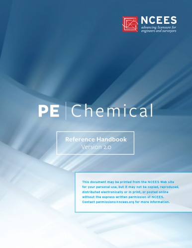 Principles And Practice Of Engineering Pe Chemical Reference Handbook 20 National Council Of Examiners For Engineering And Surveying Ncees