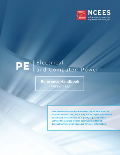 Principles And Practice Of Engineering Pe Electrical And Computer Power Reference Handbook 111 111 National Council Of Examiners For Engineering And Surveying Ncees