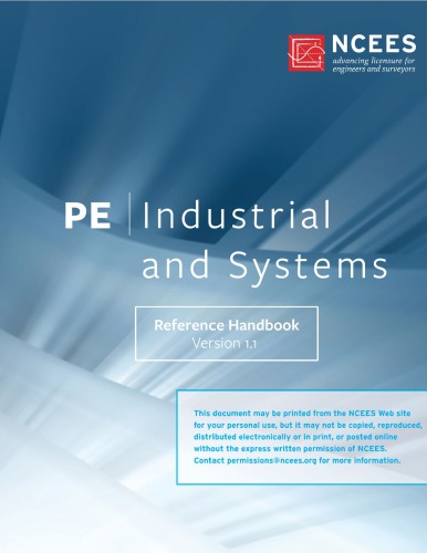 Principles And Practice Of Engineering Pe Industrial And Systems Reference Handbook 11 National Council Of Examiners For Engineering And Surveying Ncees