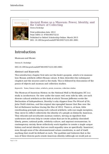 Ancient Rome As A Museum Power Identity And The Culture Of Collecting Steven Rutledge