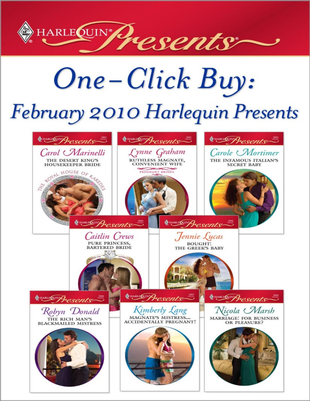 Oneclick Buy February 2010 Harlequin Presents Carol Marinelli Lynne Graham Carole